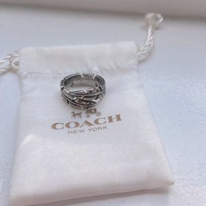 NWT Coach Sterling Silver feather ring style #9961
